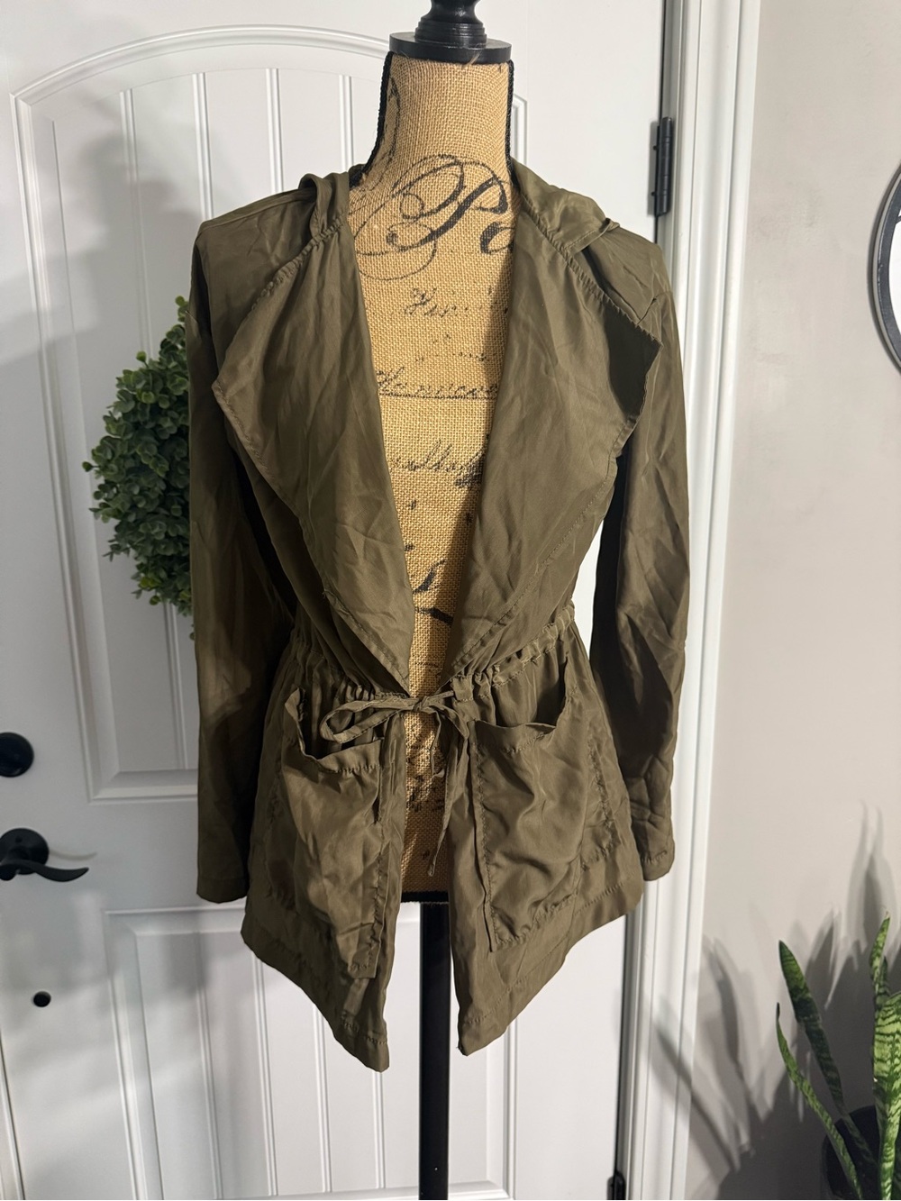 Ashley By 26 International Olive Utility Drawstring Hooded Jacket